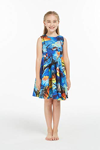 Girl Hawaiian Vintage Fit and Flare Dress in Sunset with Dolphin4