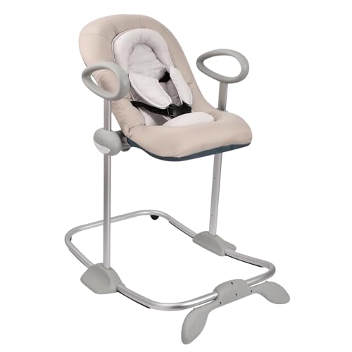 BÉABA, Hamaca Up & Down IV, Regulable en Altura, Unisex para Bebé y Niños, 3 Posiciones de Inclinación, Arnés de Seguridad 5 Puntos, Reductor de Nacimiento, Arcilla