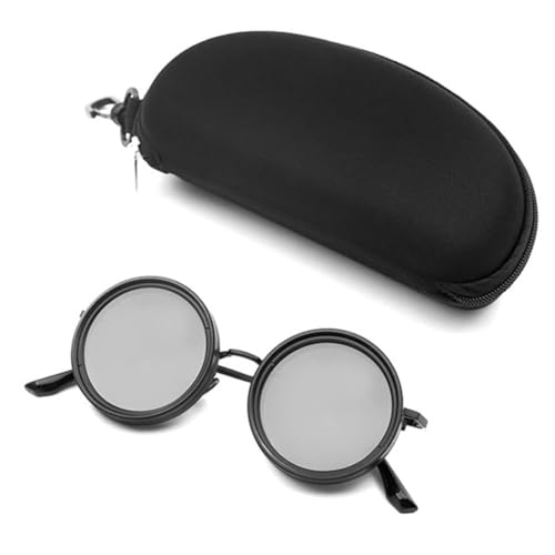 Lentes de sol redondos polarizados con tinte ajustable, lentes de sol de playa de 1 a 9 engranajes, lentes de filtro de atenuación, ND ajustable con Su, Black