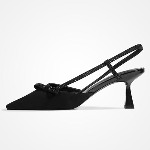 Image of Women's pumps Kitten Heels Closed Toe Rhinestone Slingback Pointed Toe