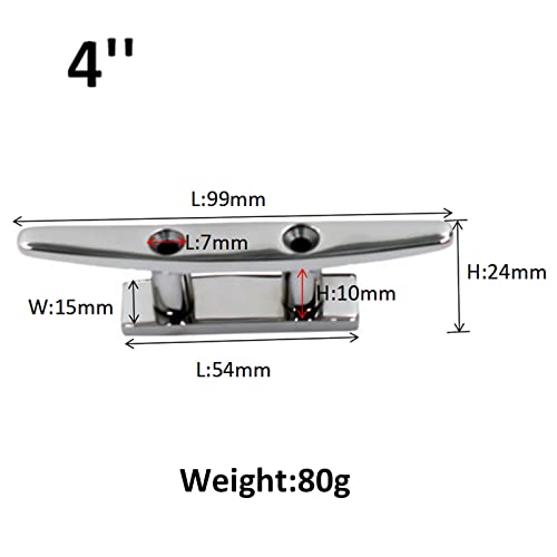 Trafu Stainless Steel Boat Cleat 4 Inch,5 Inch,6 Inch 2Pcs With Hardware (4 Inch-2Pcs) #TOP1