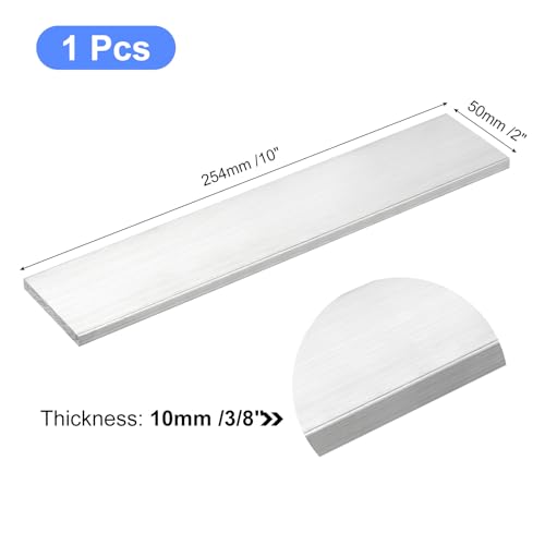 Image of uxcell Square Aluminum Flat Bar, 3 /8 inch Thick 2 inch Width 10 inch Length Square Aluminum Bar 6061 Aluminum Flat Plate, 10 x 50 x 254mm T6511 Solid New Mill Stock for Industrial Building