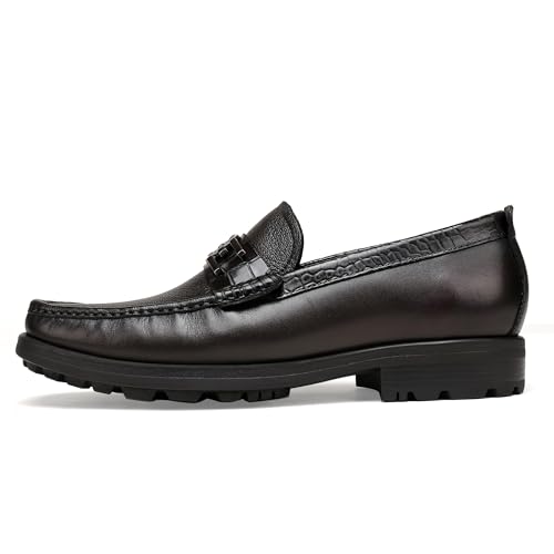 Men's Platform Dress Loafers, Fashion Slip On Dress Shoes with Metal Buckle Casual Party Shoes Business Weddings Loafers Leather Dress Shoes for Mens4