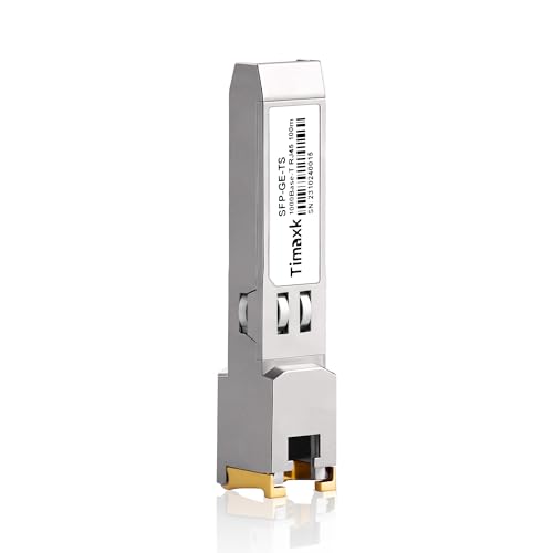 Timaxk 1000BASE-T SFP to RJ45 Ethernet Module, 1.25G Gigabit SFP-T Transceiver up to 100m Over Cat 5 Cable,Compatible with Cisco, Ubiquiti, Mikrotik, D-Link, Netgear, Qnap, Linksys and More