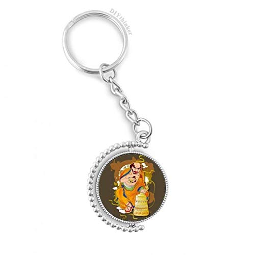 Llavero de los Dieciocho Arhats budistas con anillo rotativo DIYthinker para llaves