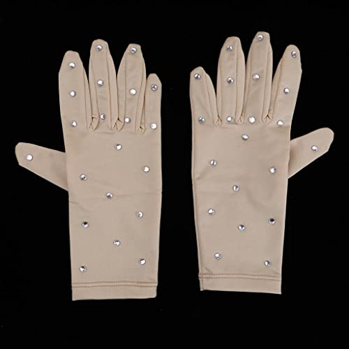 Shimmering Crystal Gloves for Figure Skating Rhinestone Embellished Nylon Thermal Gloves Skin Tone S M L XL- Medium3