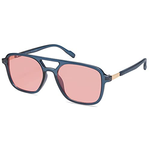 Image of SOJOS Retro Aviator Sunglasses for Women Men,Trendy Rectangle Womens Mens Shades Sun Glasses SJ2202
