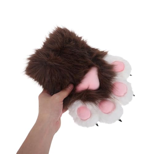 Guantes de garra de gato marrón para juegos de rol y convenciones de anime femeninas 3