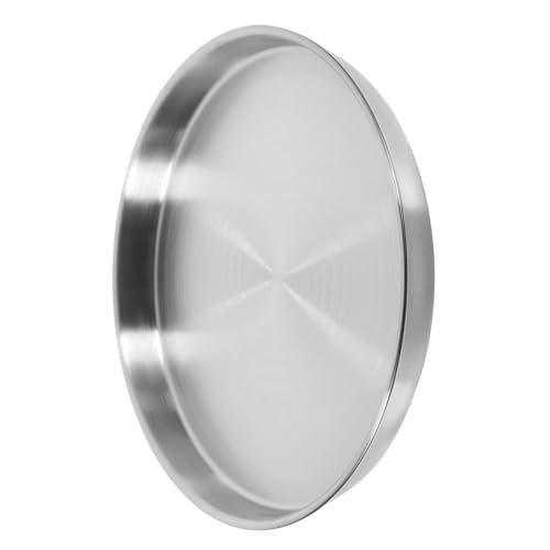 NAMOARLY Stainless Steel Serving Plates Round Dinner Dish for Camping Bbq and Family Gatherings Easy to Clean Metal Tray for Various Dishes
