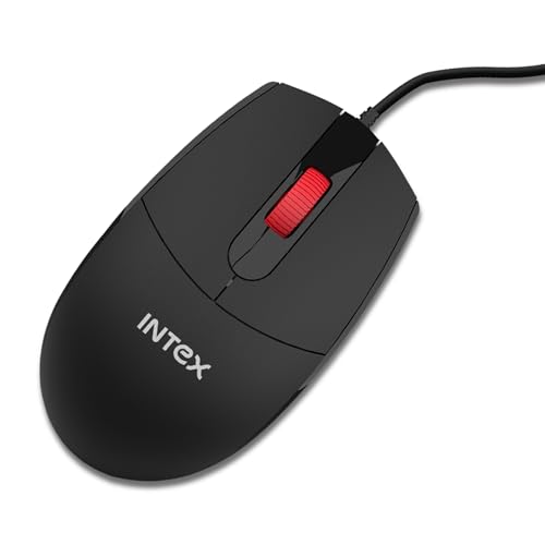 Image of Intex USB Glide Wired Mouse | 1000 DPI Optical Sensor | 1 Million Button & Smooth Scrolling | 2.6m Plug & Play Cable | Ergonomic Mouse for Win /iOS /Android (Black)
