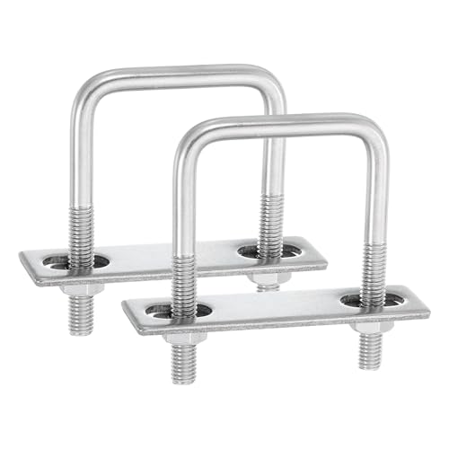 uxcell 2Sets 304 Stainless Steel Square U-Bolts, 2.05" (52mm) Inner Width 3.15" (80mm) Length M8 with Nuts, Frame Plate, Gasket for Automobiles Trailer, Ski Boat, Fishing Boat, Pipelines