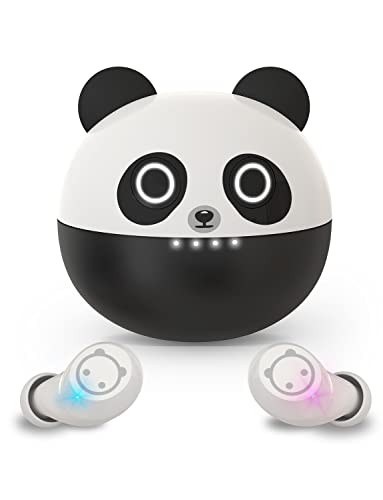 Instiwitt Auricolari wireless per bambini Auricolari Bluetooth con cancellazione del rumore IPX6 Cuffie intrauricolari impermeabili con microfono Custodia di ricarica Panda carino Controllo touch