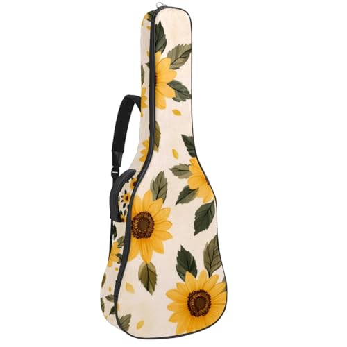 Housse guitare acoustique motif tournesol sac à dos imperméable 109cm