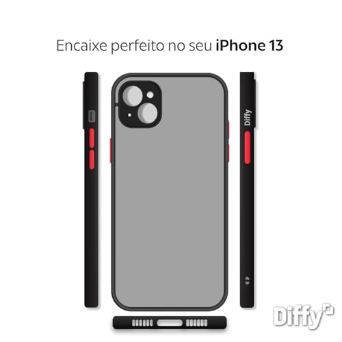 Capinha para iPhone 13 Fosco Capa Translúcida com Proteção de Câmera (iPhone 13, Preto)