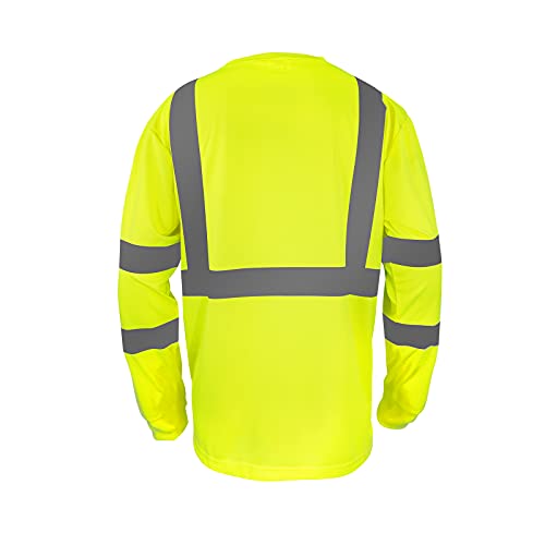 Lx Reflective Safety Shirt Long Sleeve High Visibility Reflective Breathable Yellow Unisex Fast Dry Mesh Safety T Shirt For Work Warehouse Cycling Construction Running Class 3 #TOP1