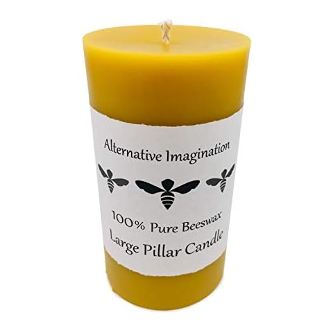 100% Pure Beeswax Candle - Large Pillar Candle - 80 Hour Burn Time - 3x6 Inch - Alternative Imagination Cover