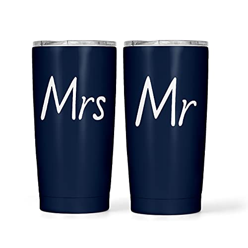 The Navy Knot Mr. and Mrs. Tumbler Set of 2, 20oz Vacuum Insulated Stainless Steel Tumblers