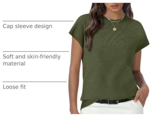 Image of Womens Tops Summer Sweaters Short Sleeve Shirts Dressy Casual Basic Casual Cap Sleeve Tops Beach Vacation Clothes