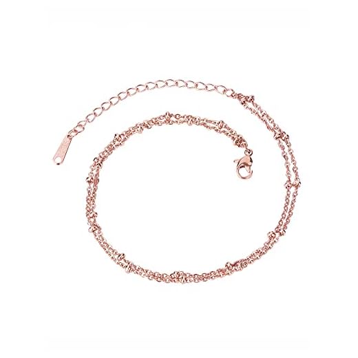 RoseGold Ankle Bracelets for Women - Adjustable Dainty Layered Chains Anklets for Girls - Fashion Stainless Steel Link Foot Jewellery