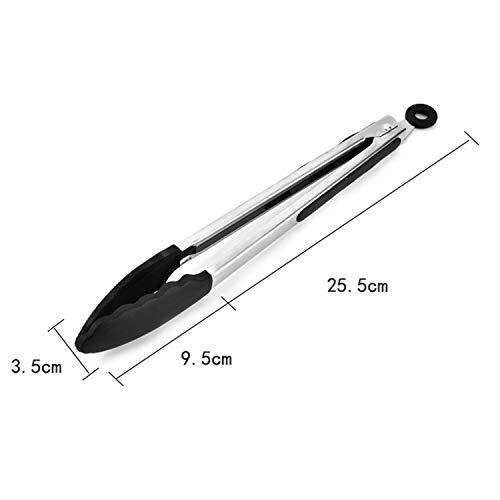 Wuqiang Cucina Strumento Morsetto 12 Pollici Silicone Antiscivolo Alimentari Pane Grill Barbecue Clip Pinze Utensili da Cucina (Nero) (Color : Black)