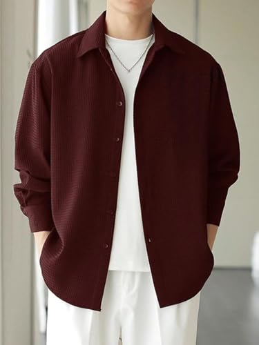 Leriya Fashion Men's Formal Button Down Shirt – Slim Fit Shirt's for Men | Textured Long Sleeve Polycotton| Business & Meeting Ready (Available in Plus Size and Combo Pack of 2)