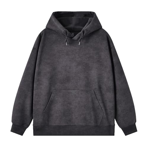 Mens Acid Wash Hoodie Oversized Vintage Hoodies Cotton Hooded Sweatshirt Retro Baggy Basic Pullover Streetwear Top