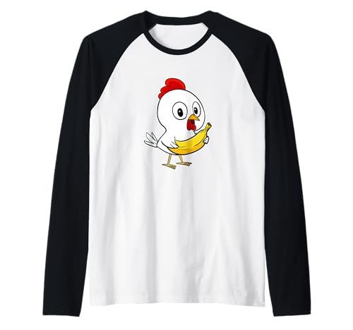 Lindo plátano de Pollo Camiseta Manga Raglan