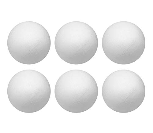 Crafjie Craft Foam Balls 6 Inches Diameter 6-Pack Smooth Polystyrene Round Foam Balls for DIY Arts and Crafts Ornaments Balls for Decoration Household School Projects DIY White
