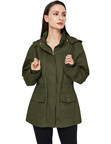WenVen Women's Cotton Military Jacket Lightweight Casual Anorak Coat with Hood4