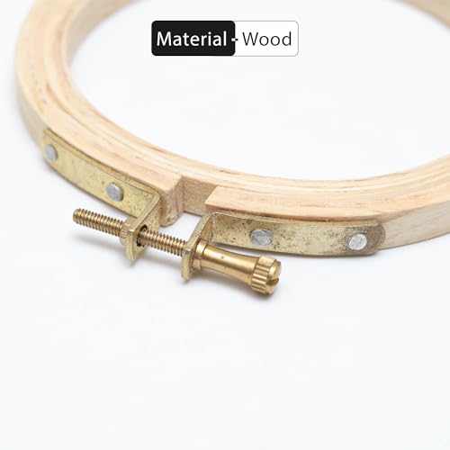 Image of Embroiderymaterial 4 Inch Round Wooden Embroidery Hoop Frame with Brass Metal Screw (1 Piece)