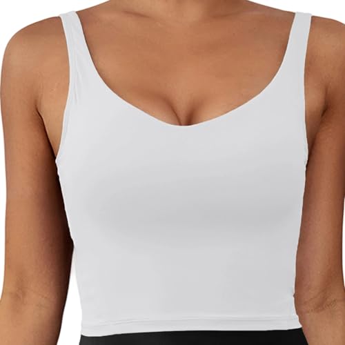 ZYHARUKO Sujetador atlético sin aros para mujer, tirantes elásticos anchos, tela de nailon suave, camiseta sin mangas, ropa de gimnasio para yoga, brasier alto para correr, sin aros, blanco, XXL