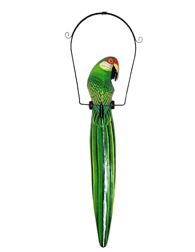 Estatua tallada de madera de loro verde 40 pulgadas