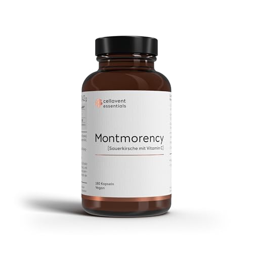 Montmorency Sauerkirschen Kapseln - Hochkonzentriert (50:1 Extrakt) - 3-Monats Vorrat - Mit Vitamin C zur Immunabwehr - Gewonnen aus ganzen Kirschen - In Deutschland produziert & laborgeprüft - vegan
