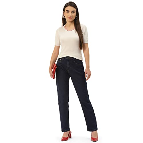 Image of PARIS HAMILTON Womens /Girls High Waist Straight fit Stretchable Denim Jeans Relaxed Fit
