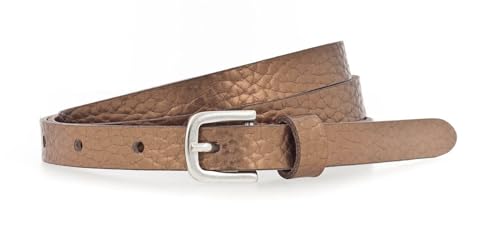 Ceinture fine 15mm en cuir bronze métallisé Vanzetti Chain Reaction W90 pour femme