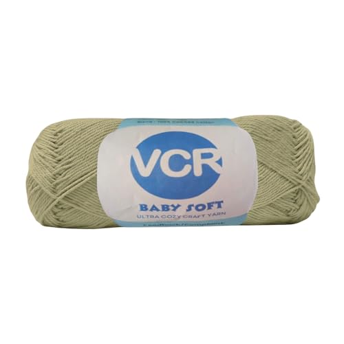 Image of VCR 4Ply Sage Green Yarn, 100 Grams Hank, 320 Meters Length, Cotton Combed Ball for Crochet and Knitting, Soft Crosia Threads, Pack of 1 Yarn, Suitable for DIY Crafts