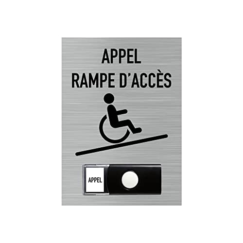 Appel rampe d'accès alu brossé avec sonnette intégrée de 2mm Plaque Q0034
