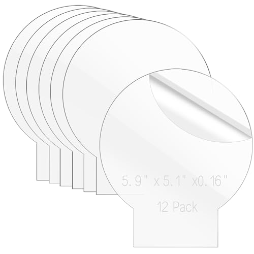 Image of 12 Pcs 5.9 inch x 5.1 inch Round Clear Cast Acrylic Sheets for LED Light Base Clear Plexiglass with Protective Film 4 mm Thick for LED Signs & Day DIY Crafts