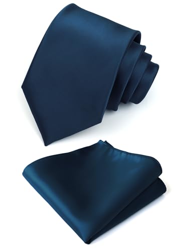 Men Tie Set Solid Necktie Pocket Square Hankerchief Set 3.15 (8CM)