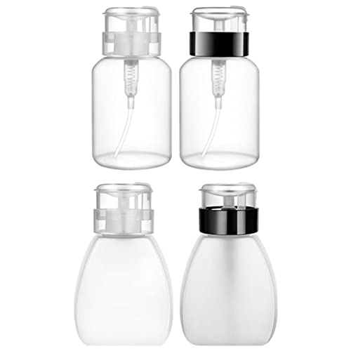 Didiseaon Travel Size Nail Polish Remover Bottles 4 Pack 250ml Plastic Pump Bottles for Gel Polish Leakproof Design