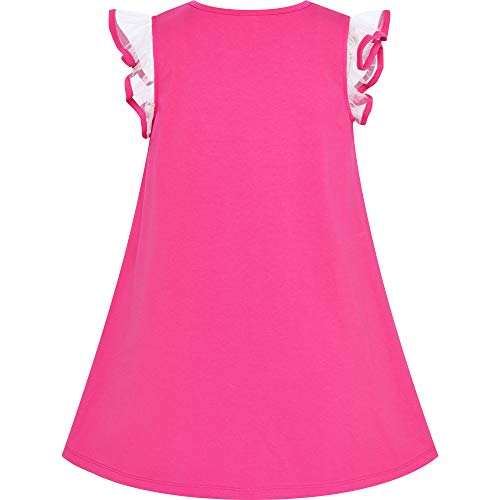 Sunny Fashion Girls Dress Cotton Casual Star Embroidered Violet Red Size 3-73