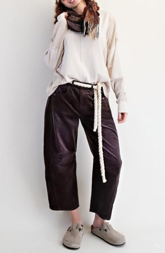 chouyatou Women's High Waisted Baggy Crop Corduroy Pants 2025 Fall Casual Barrel Harem Pants Trousers4