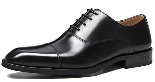 Santimon Men's Oxfords Formal Dress Genuine Leather Derby Modern Cap Toe Classic Fashion Business Casual Tuexdo Wedding Prom Comfortable Shoes for Men