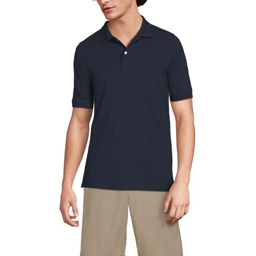 Lands' End Men's Short Sleeve Mesh Polo Shirt Large Classic Navy