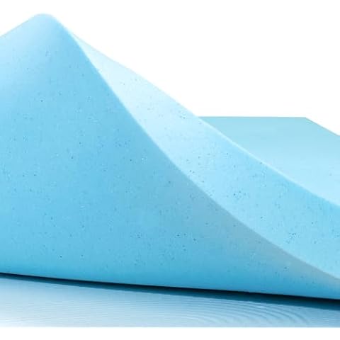 subrtex 3 Inch Memory Foam Mattress Topper Ventilated Gel Infused Bed Foam Topper, CertiPUR-US Certified, Twin, Blue