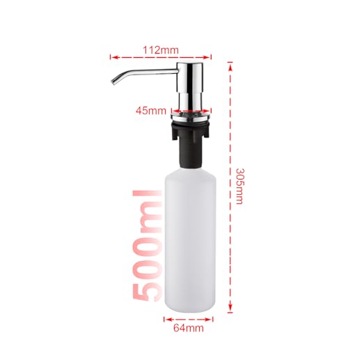 Ibergrif M34027 Kitchen Sink Soap Dispenser, Built in 500ml Liquid, Replacement Sink Dispenser Pump, for Bathroom and Dish Lotion Sink, 360° Rotation Nozzle, Stainless Steel, Silver - Cosy Home Interiors Ibergrif M34027 Kitchen Sink Soap Dispenser, Built in 500ml Liquid, Replacement Sink Dispenser Pump, for Bathroom and Dish Lotion Sink, 360° Rotation Nozzle, Stainless Steel, Silver - Image 2