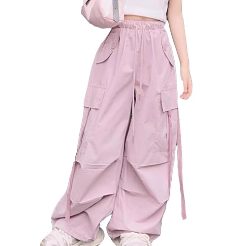 Girls Cargo Pants with Pockets Stylish Streetwear Solid Color Casual Trousers for 4 to 14 Years Comfortable