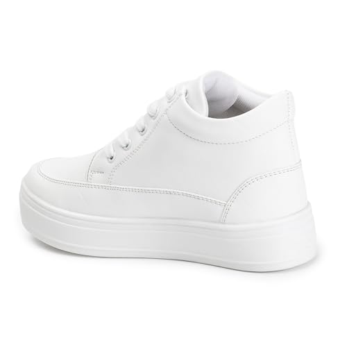 Image of Vendoz Women Hidden Heels White Shoes - 3 Inch Height Increase