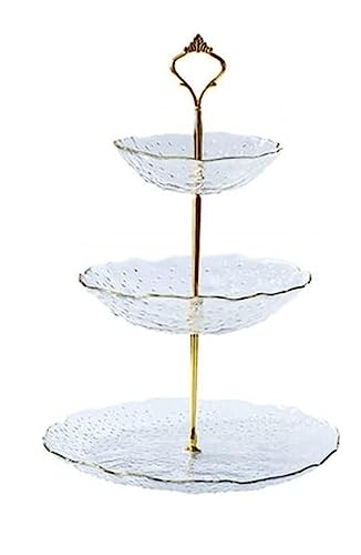 HTTGDGDH Tazones De Frutas Soporte para Pasteles De Varias Capas Plato De Frutas De Estilo Retro Bandeja para Refrigerios para Sala De Estar Estante De Vidrio De Doble Capa para R（Blanc-L）