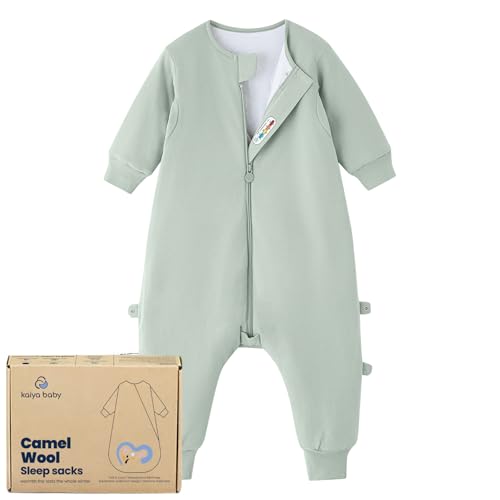 kaiya baby Unisex Toddler Sleep Sack with Feet 1.0 Tog Split Legs Sleep Sack 3T-4T Sleep Bag Walker Gifts for Boys & Girls Pea Green